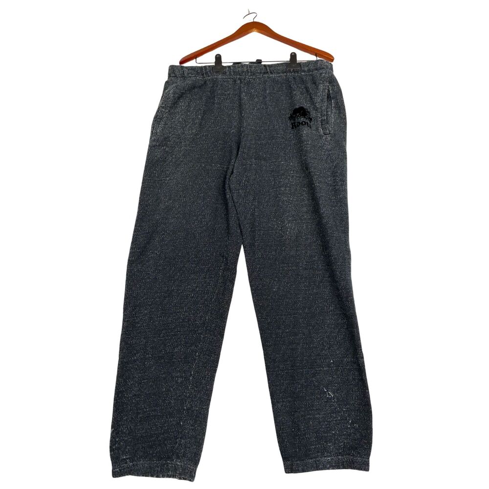 Roots Canada Mens L Sweatpants Salt Pepper Black Gray Jogger Lounge Pants
